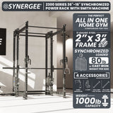 Synergee 2300 Series Power Cage with Smith Machine & Dual 80 lb Cable Crossovers – Full Body Workout Station for Home & Commercial Gyms