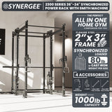 Synergee 2300 Series Power Cage with Smith Machine & Dual 80 lb Cable Crossovers – Full Body Workout Station for Home & Commercial Gyms