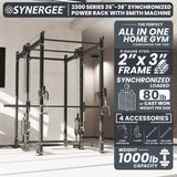 Synergee 2300 Series Power Cage with Smith Machine & Dual 80 lb Cable Crossovers – Full Body Workout Station for Home & Commercial Gyms