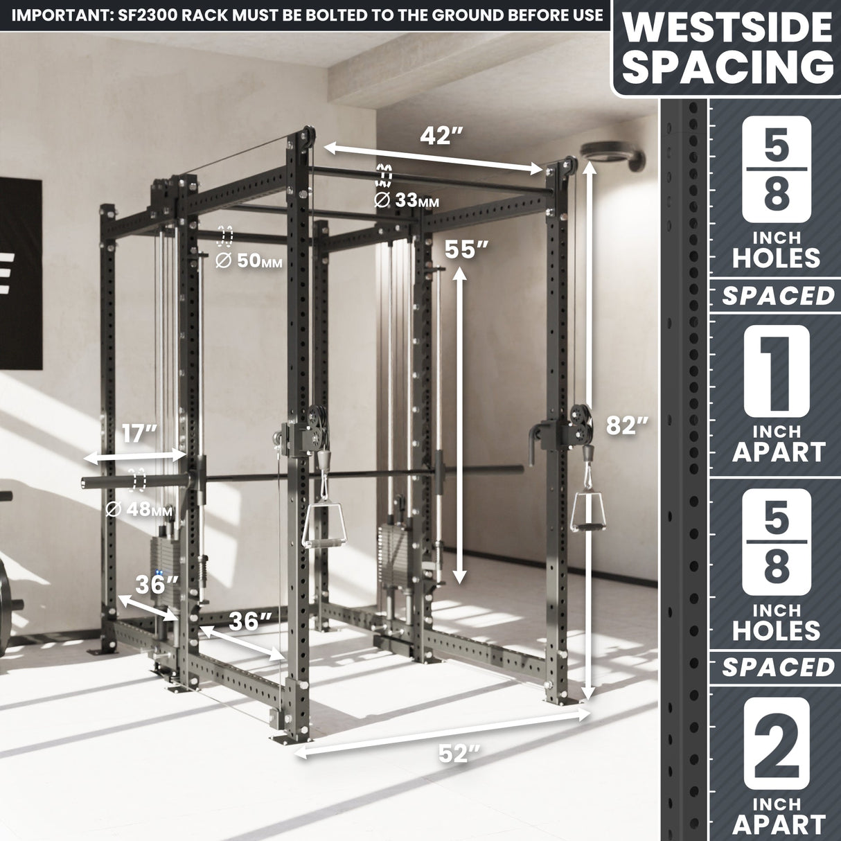 Synergee 2300 Series Power Cage with Smith Machine & Dual 80 lb Cable Crossovers – Full Body Workout Station for Home & Commercial Gyms