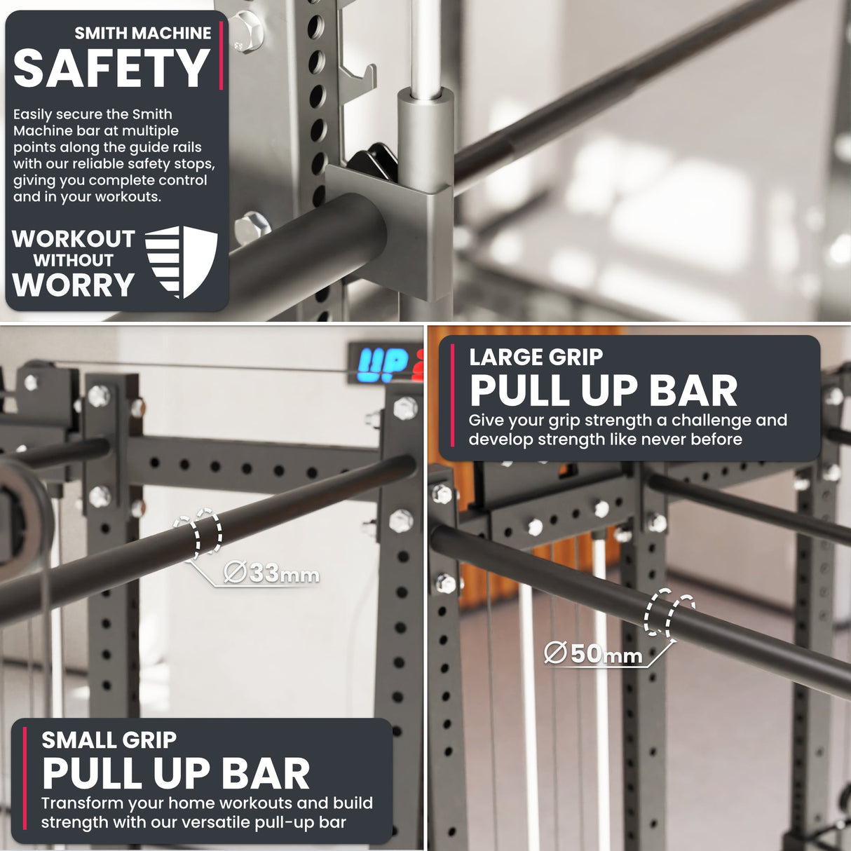 Synergee 2300 Series Power Cage with Smith Machine & Dual 80 lb Cable Crossovers – Full Body Workout Station for Home & Commercial Gyms
