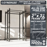 Synergee 2300 Series Power Cage with Smith Machine – Heavy-Duty Home Gym Rack with Multi-Grip Pull-Up Bars & Safety J-Cups