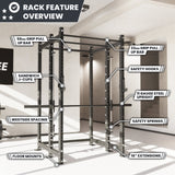 Synergee 2300 Series Power Cage with Smith Machine – Heavy-Duty Home Gym Rack with Multi-Grip Pull-Up Bars & Safety J-Cups