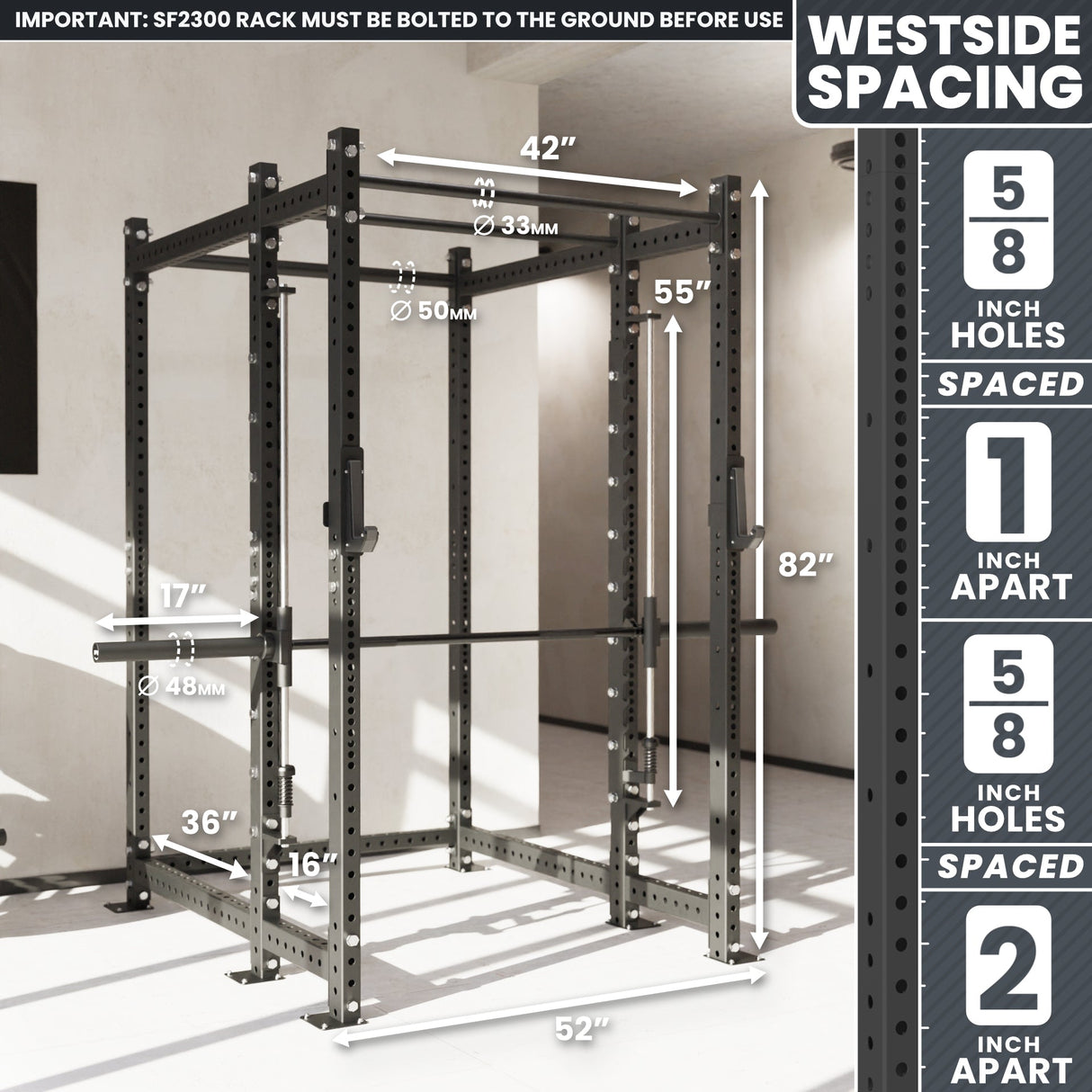 Synergee 2300 Series Power Cage with Smith Machine – Heavy-Duty Home Gym Rack with Multi-Grip Pull-Up Bars & Safety J-Cups