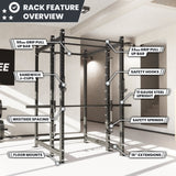 Synergee 2300 Series Power Cage with Smith Machine – Heavy-Duty Home Gym Rack with Multi-Grip Pull-Up Bars & Safety J-Cups