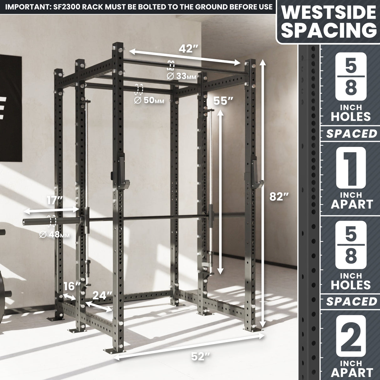Synergee 2300 Series Power Cage with Smith Machine – Heavy-Duty Home Gym Rack with Multi-Grip Pull-Up Bars & Safety J-Cups