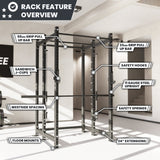 Synergee 2300 Series Power Cage with Smith Machine – Heavy-Duty Home Gym Rack with Multi-Grip Pull-Up Bars & Safety J-Cups