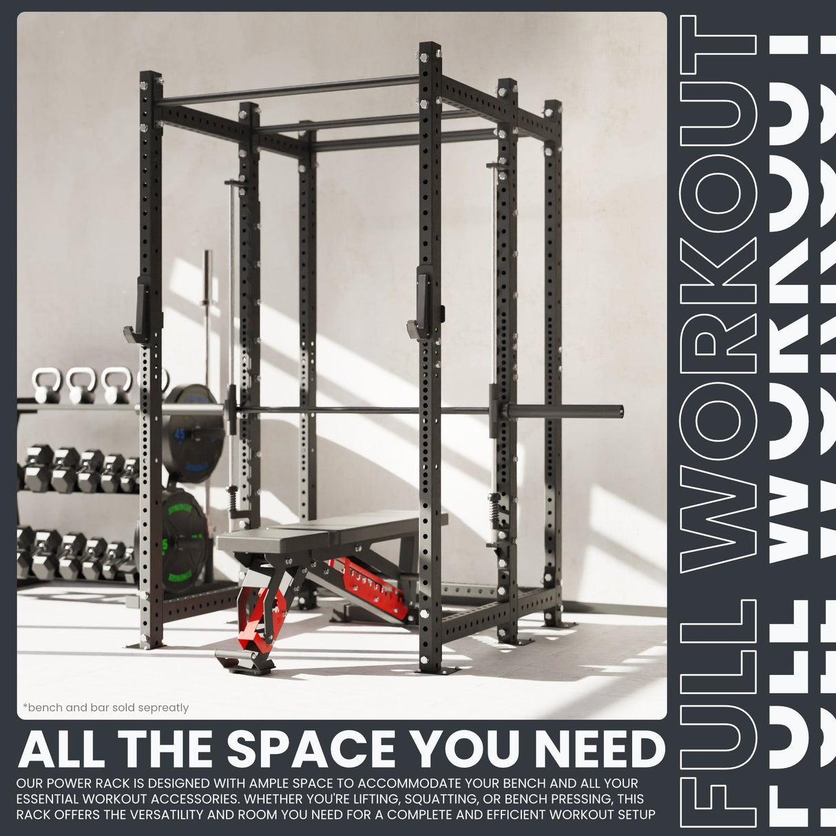 Synergee 2300 Series Power Cage with Smith Machine – Heavy-Duty Home Gym Rack with Multi-Grip Pull-Up Bars & Safety J-Cups
