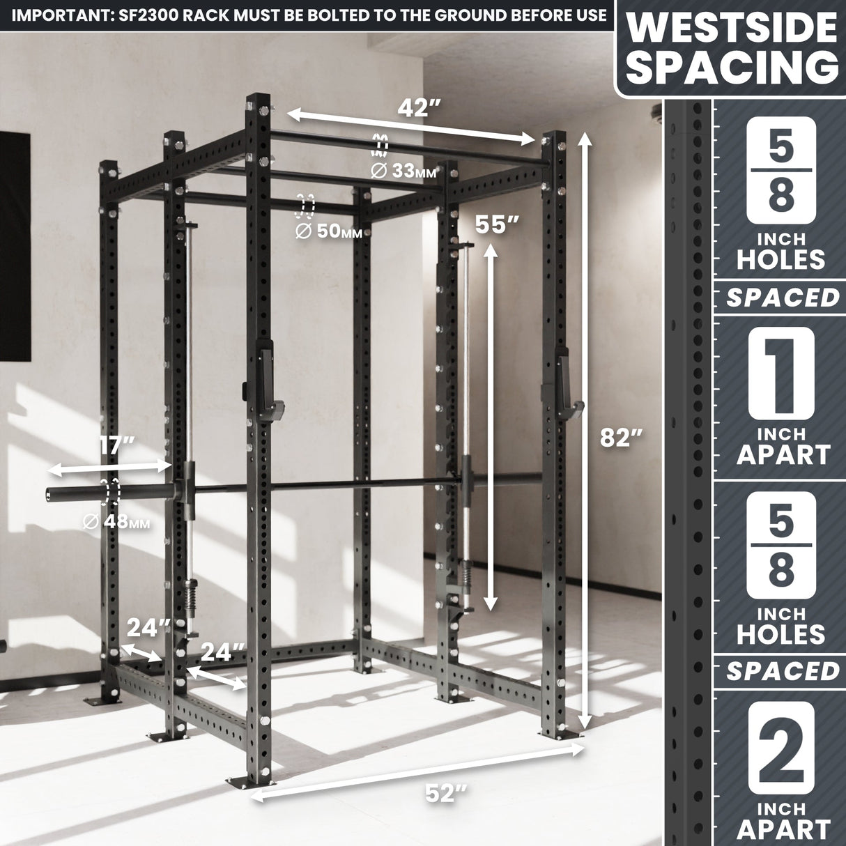 Synergee 2300 Series Power Cage with Smith Machine – Heavy-Duty Home Gym Rack with Multi-Grip Pull-Up Bars & Safety J-Cups