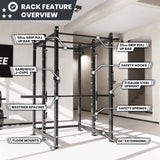 Synergee 2300 Series Power Cage with Smith Machine – Heavy-Duty Home Gym Rack with Multi-Grip Pull-Up Bars & Safety J-Cups