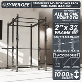 Synergee 2300 Series Power Cage with Smith Machine – Heavy-Duty Home Gym Rack with Multi-Grip Pull-Up Bars & Safety J-Cups