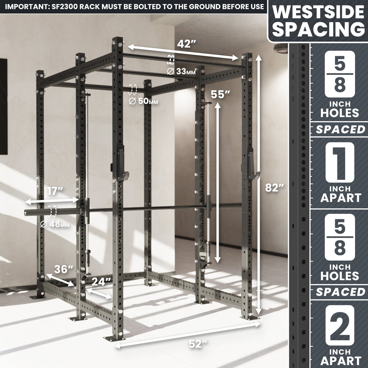 Synergee 2300 Series Power Cage with Smith Machine – Heavy-Duty Home Gym Rack with Multi-Grip Pull-Up Bars & Safety J-Cups
