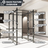 Synergee 2300 Series Power Cage with Smith Machine – Heavy-Duty Home Gym Rack with Multi-Grip Pull-Up Bars & Safety J-Cups