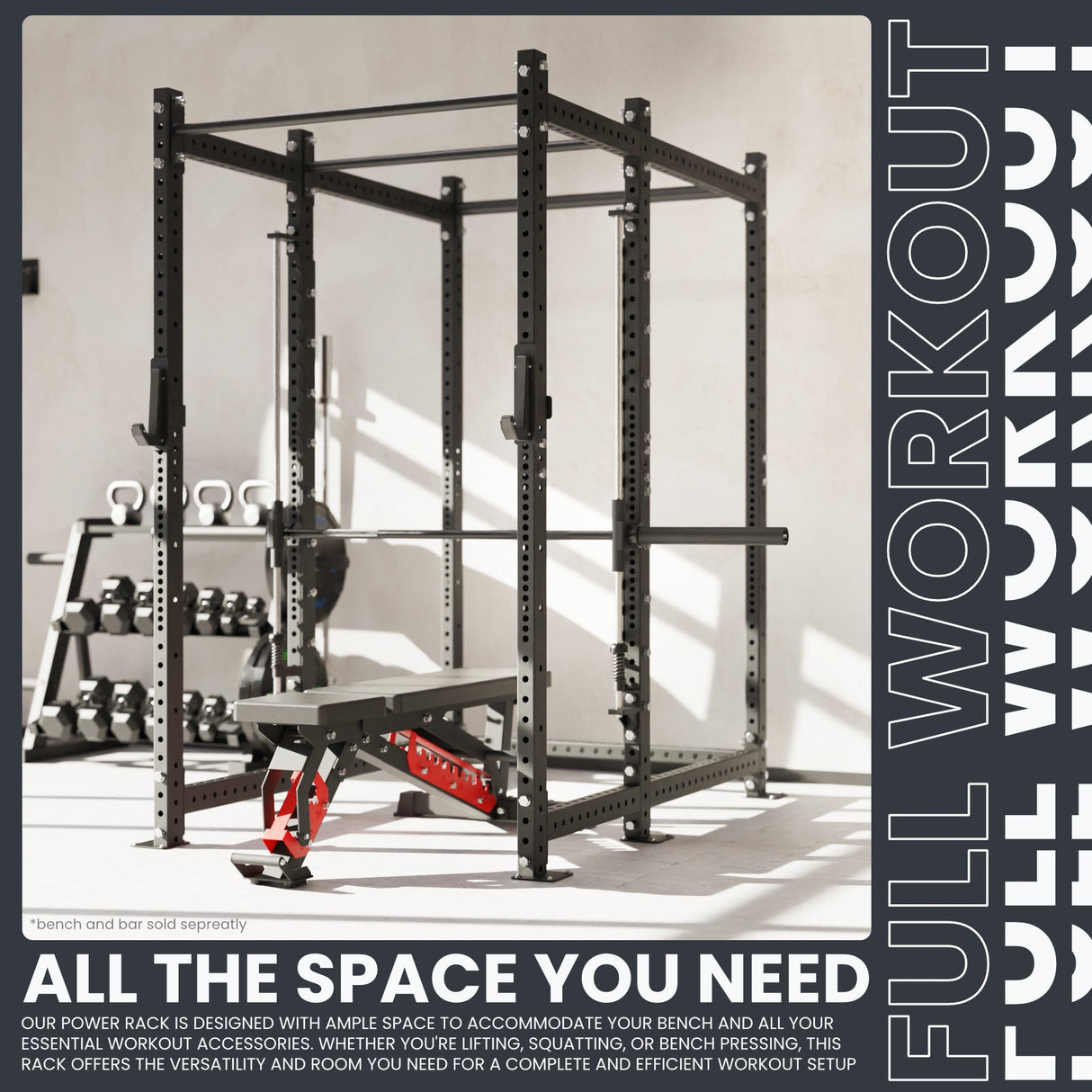 Synergee 2300 Series Power Cage with Smith Machine – Heavy-Duty Home Gym Rack with Multi-Grip Pull-Up Bars & Safety J-Cups