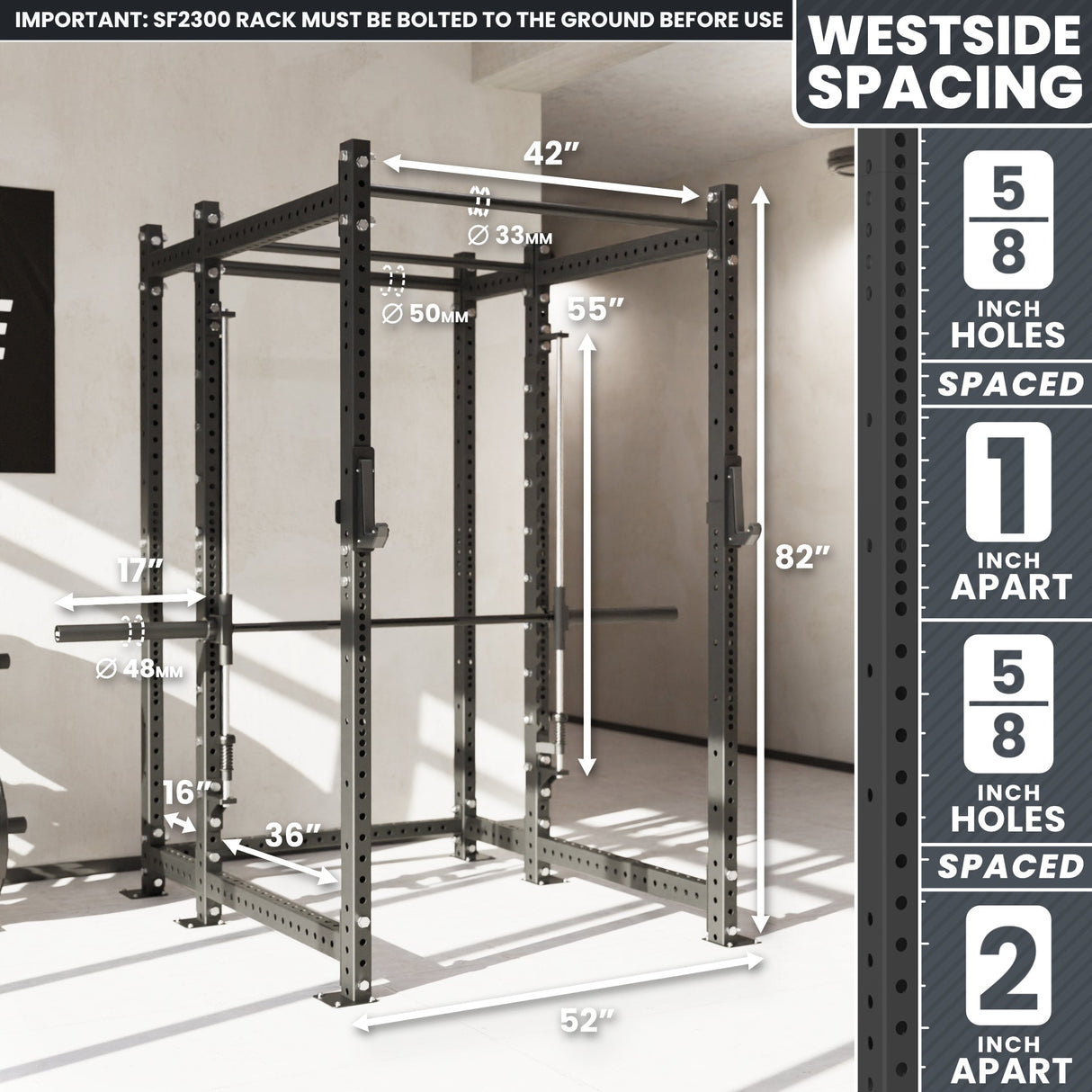 Synergee 2300 Series Power Cage with Smith Machine – Heavy-Duty Home Gym Rack with Multi-Grip Pull-Up Bars & Safety J-Cups