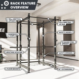 Synergee 2300 Series Power Cage with Smith Machine – Heavy-Duty Home Gym Rack with Multi-Grip Pull-Up Bars & Safety J-Cups
