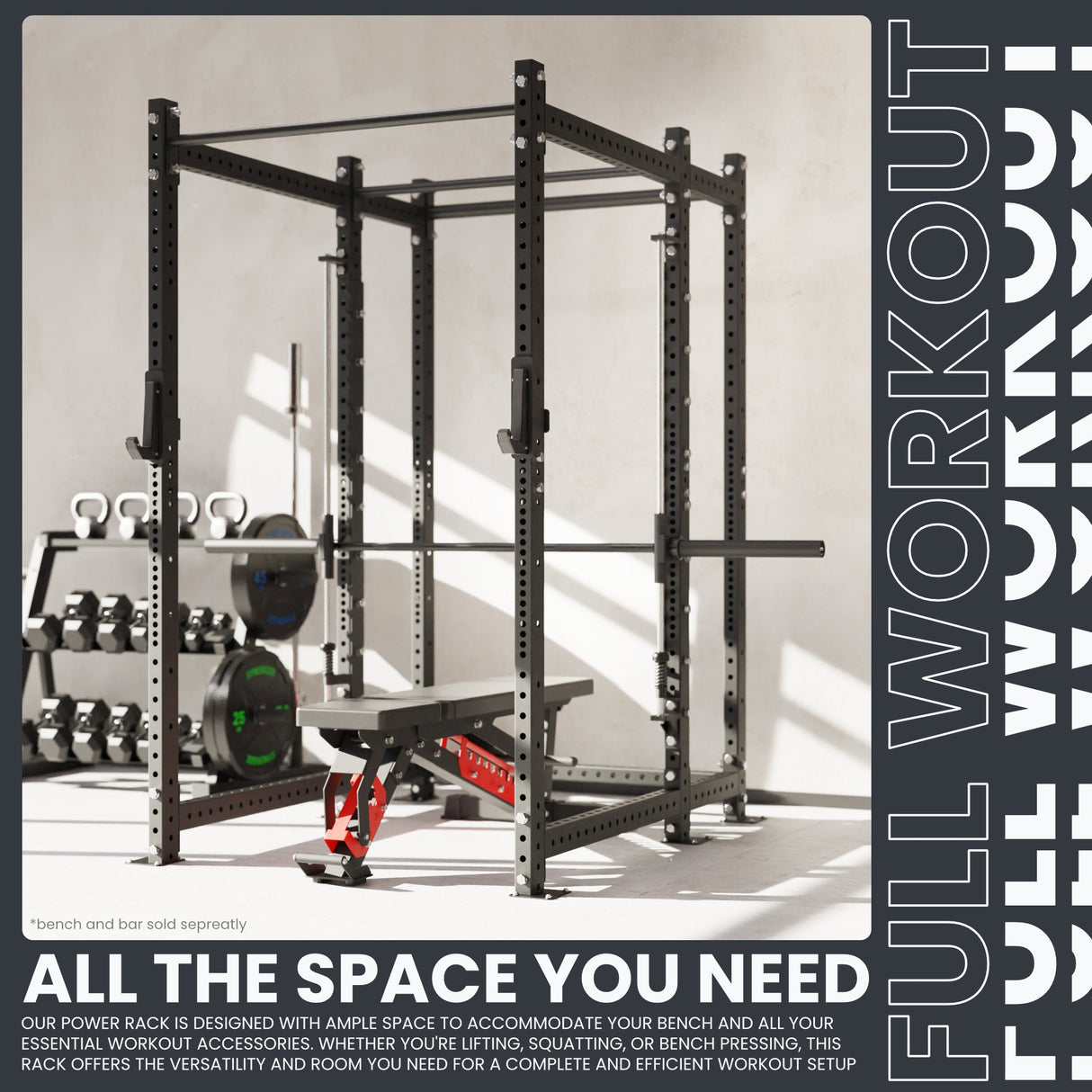 Synergee 2300 Series Power Cage with Smith Machine – Heavy-Duty Home Gym Rack with Multi-Grip Pull-Up Bars & Safety J-Cups