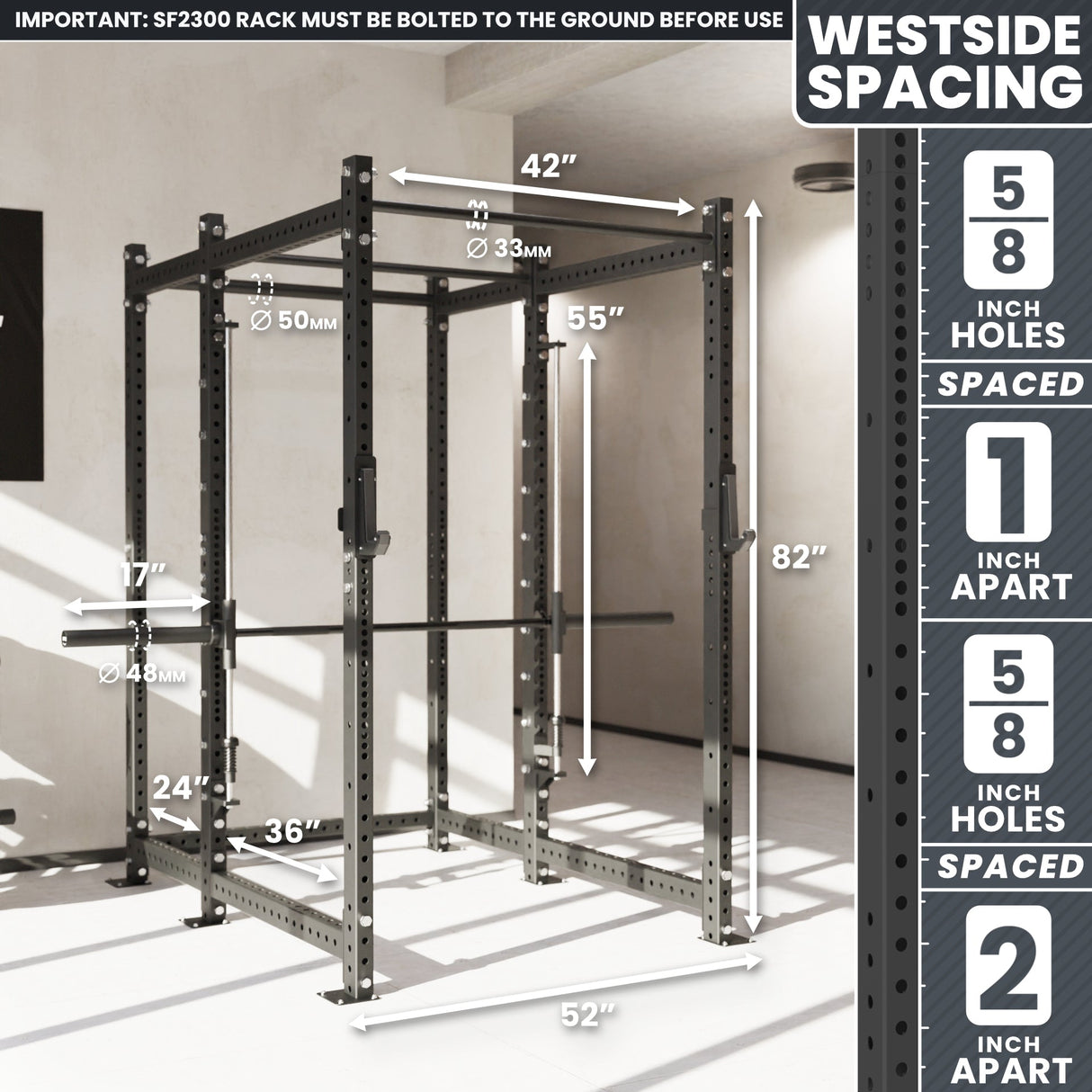 Synergee 2300 Series Power Cage with Smith Machine – Heavy-Duty Home Gym Rack with Multi-Grip Pull-Up Bars & Safety J-Cups