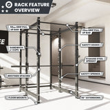 Synergee 2300 Series Power Cage with Smith Machine – Heavy-Duty Home Gym Rack with Multi-Grip Pull-Up Bars & Safety J-Cups