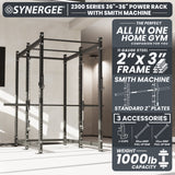 Synergee 2300 Series Power Cage with Smith Machine – Heavy-Duty Home Gym Rack with Multi-Grip Pull-Up Bars & Safety J-Cups