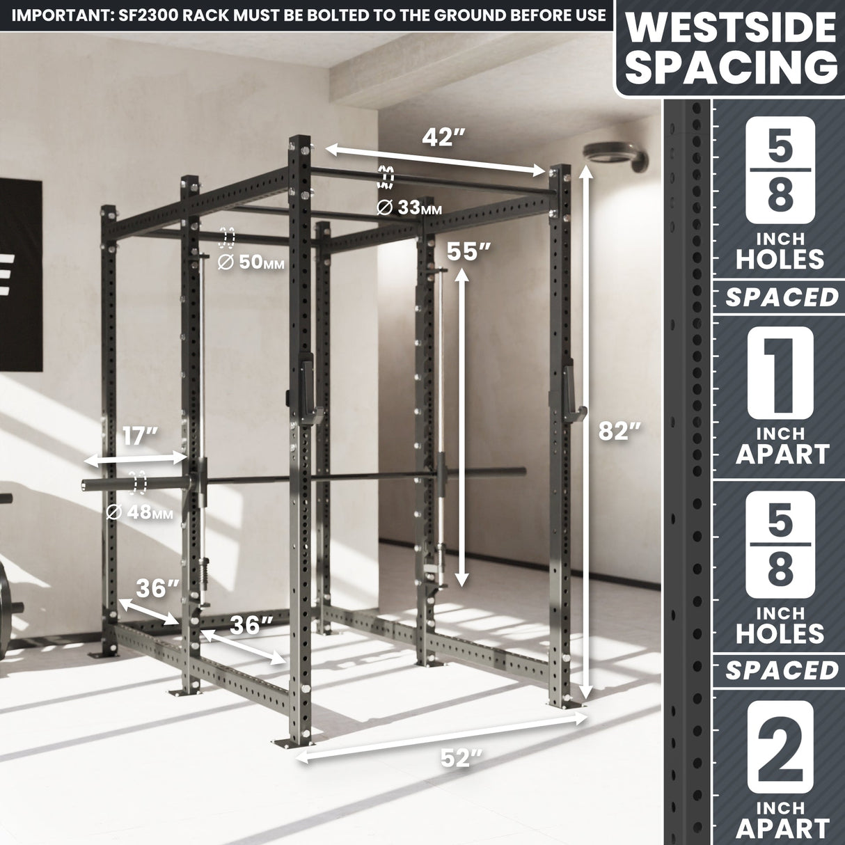 Synergee 2300 Series Power Cage with Smith Machine – Heavy-Duty Home Gym Rack with Multi-Grip Pull-Up Bars & Safety J-Cups