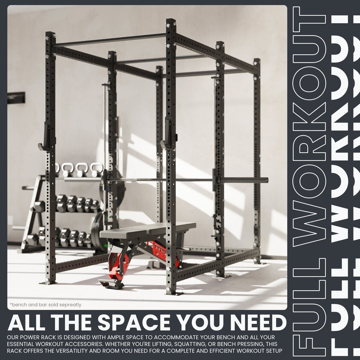 Synergee 2300 Series Power Cage with Smith Machine – Heavy-Duty Home Gym Rack with Multi-Grip Pull-Up Bars & Safety J-Cups