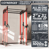 Synergee 2300 Series Power Cage with Synchronized Cable Crossovers – Dual 80lb Stacks, Adjustable Pulleys, and Multi-Grip Pull-Up Bars