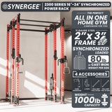 Synergee 2300 Series Power Cage with Synchronized Cable Crossovers – Dual 80lb Stacks, Adjustable Pulleys, and Multi-Grip Pull-Up Bars