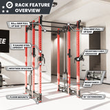 Synergee 2300 Series Power Cage with Synchronized Cable Crossovers – Dual 80lb Stacks, Adjustable Pulleys, and Multi-Grip Pull-Up Bars