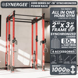 Synergee 2300 Series Power Cage with Synchronized Cable Crossovers – Dual 80lb Stacks, Adjustable Pulleys, and Multi-Grip Pull-Up Bars