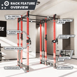 Synergee 2300 Series Power Cage with Synchronized Cable Crossovers – Dual 80lb Stacks, Adjustable Pulleys, and Multi-Grip Pull-Up Bars