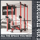 Synergee 2300 Series Power Cage with Synchronized Cable Crossovers – Dual 80lb Stacks, Adjustable Pulleys, and Multi-Grip Pull-Up Bars