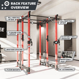 Synergee 2300 Series Power Cage with Synchronized Cable Crossovers – Dual 80lb Stacks, Adjustable Pulleys, and Multi-Grip Pull-Up Bars