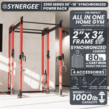 Synergee 2300 Series Power Cage with Synchronized Cable Crossovers – Dual 80lb Stacks, Adjustable Pulleys, and Multi-Grip Pull-Up Bars