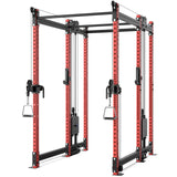 Synergee 2300 Series Power Cage with Synchronized Cable Crossovers – Dual 80lb Stacks, Adjustable Pulleys, and Multi-Grip Pull-Up Bars