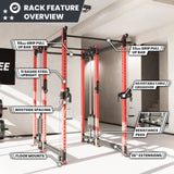 Synergee 2300 Series Power Cage with Synchronized Cable Crossovers – Dual 80lb Stacks, Adjustable Pulleys, and Multi-Grip Pull-Up Bars