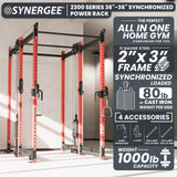 Synergee 2300 Series Power Cage with Synchronized Cable Crossovers – Dual 80lb Stacks, Adjustable Pulleys, and Multi-Grip Pull-Up Bars