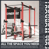Synergee 2300 Series Power Cage with Synchronized Cable Crossovers – Dual 80lb Stacks, Adjustable Pulleys, and Multi-Grip Pull-Up Bars