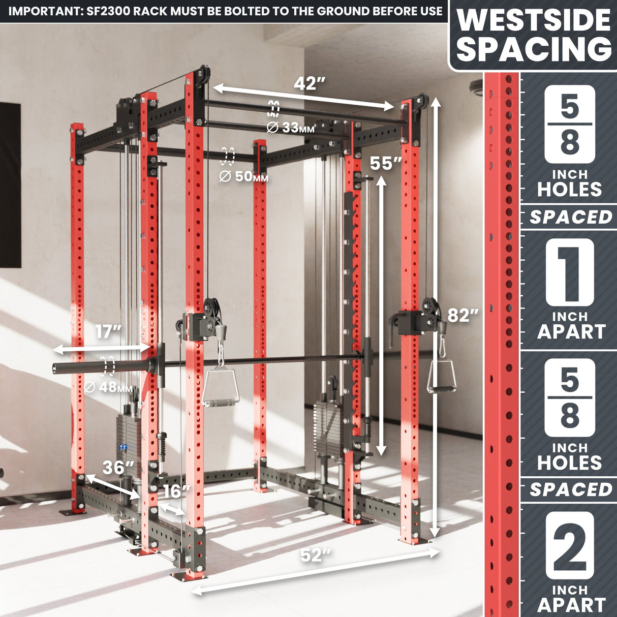 Synergee 2300 Series Power Cage with Smith Machine & Dual 80 lb Cable Crossovers – Full Body Workout Station for Home & Commercial Gyms