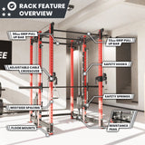 Synergee 2300 Series Power Cage with Smith Machine & Dual 80 lb Cable Crossovers – Full Body Workout Station for Home & Commercial Gyms
