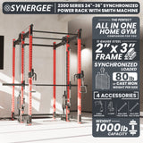 Synergee 2300 Series Power Cage with Smith Machine & Dual 80 lb Cable Crossovers – Full Body Workout Station for Home & Commercial Gyms