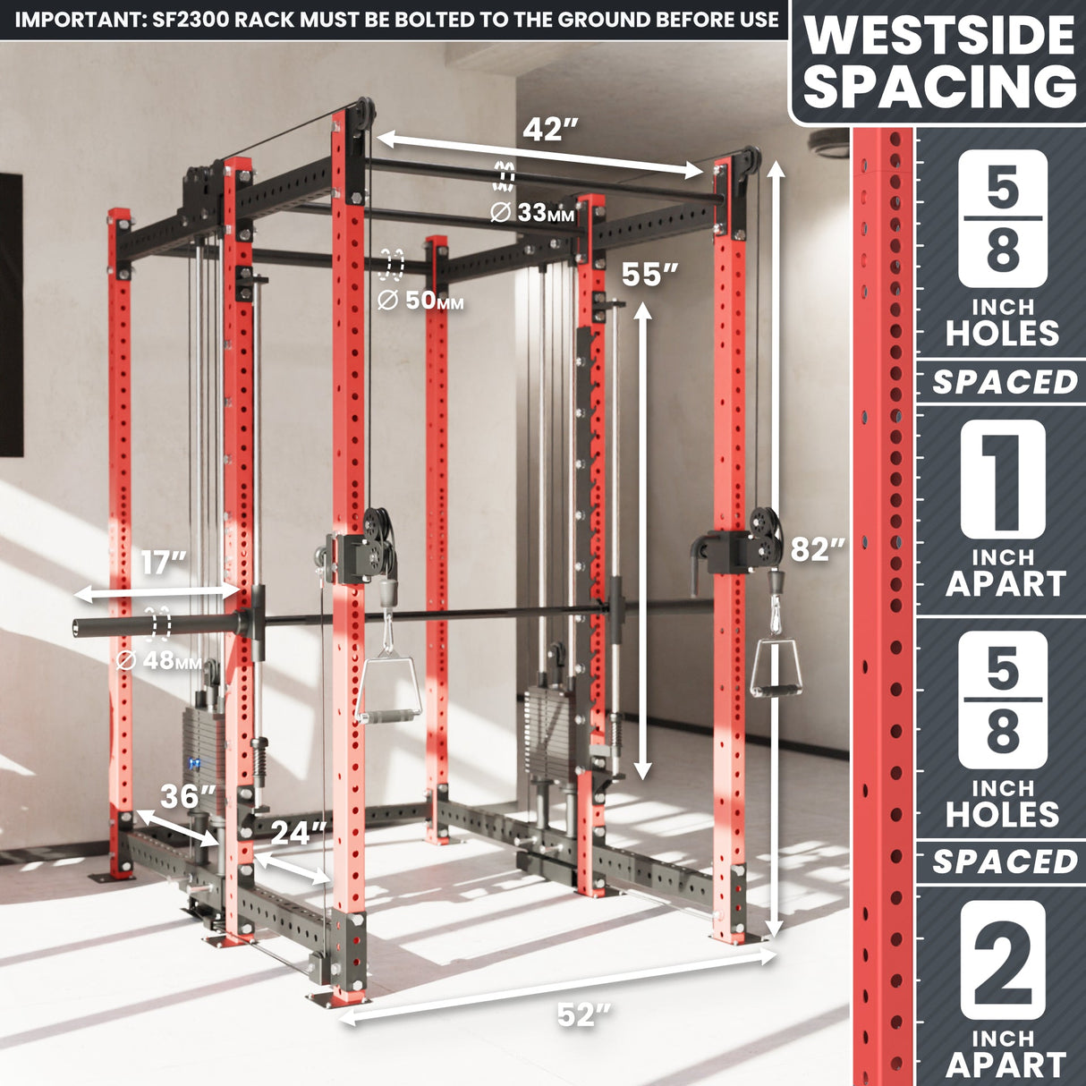 Synergee 2300 Series Power Cage with Smith Machine & Dual 80 lb Cable Crossovers – Full Body Workout Station for Home & Commercial Gyms