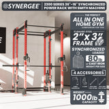 Synergee 2300 Series Power Cage with Smith Machine & Dual 80 lb Cable Crossovers – Full Body Workout Station for Home & Commercial Gyms