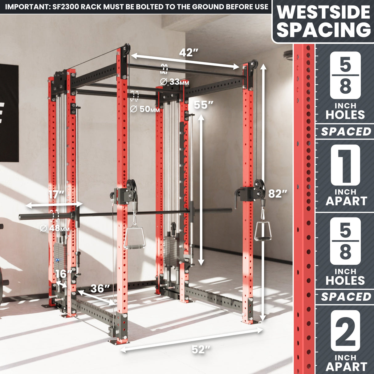 Synergee 2300 Series Power Cage with Smith Machine & Dual 80 lb Cable Crossovers – Full Body Workout Station for Home & Commercial Gyms