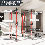 Synergee 2300 Series Power Cage with Smith Machine & Dual 80 lb Cable Crossovers – Full Body Workout Station for Home & Commercial Gyms