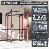 Synergee 2300 Series Power Cage with Smith Machine & Dual 80 lb Cable Crossovers – Full Body Workout Station for Home & Commercial Gyms