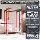 Synergee 2300 Series Power Cage with Smith Machine – Heavy-Duty Home Gym Rack with Multi-Grip Pull-Up Bars & Safety J-Cups