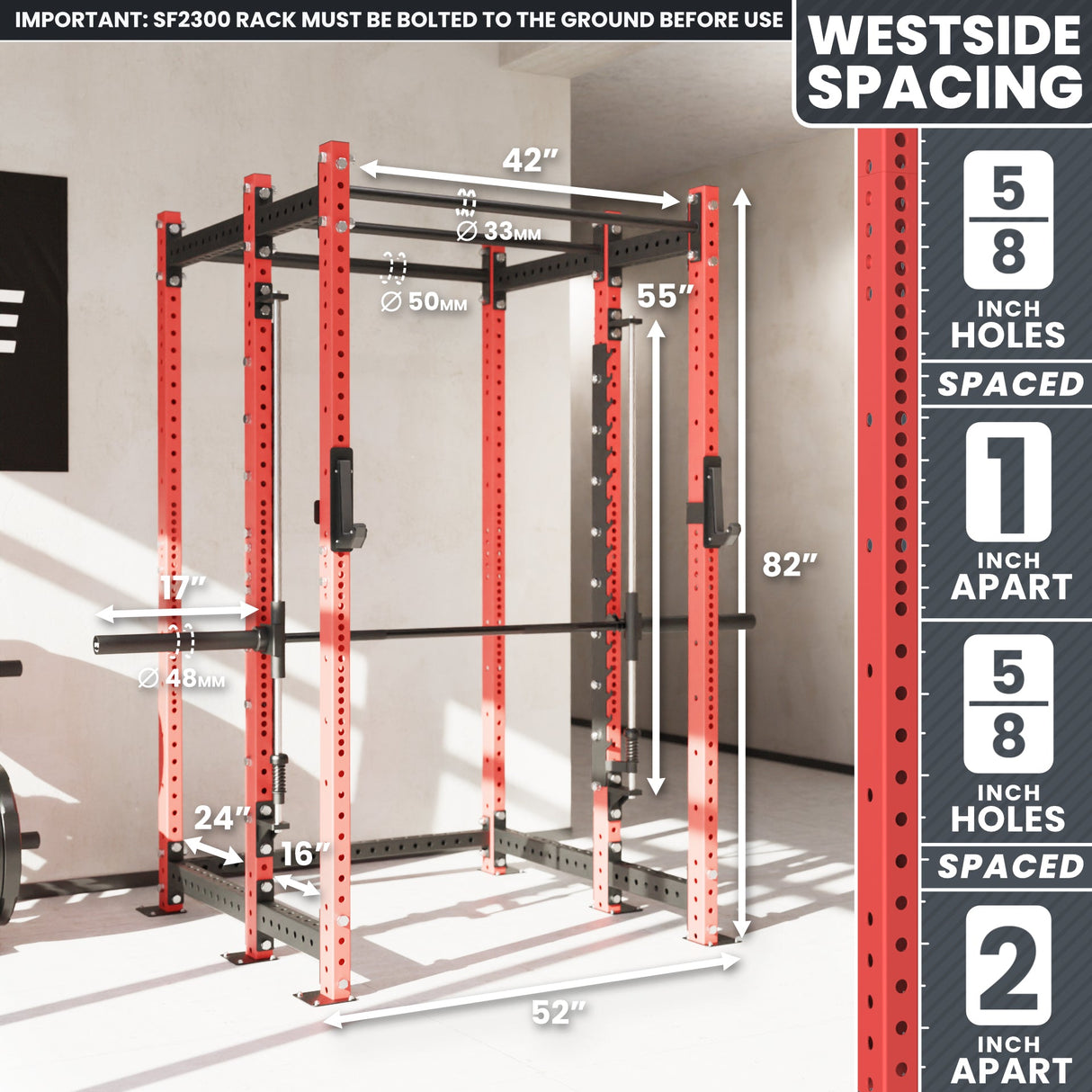 Synergee 2300 Series Power Cage with Smith Machine – Heavy-Duty Home Gym Rack with Multi-Grip Pull-Up Bars & Safety J-Cups