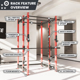 Synergee 2300 Series Power Cage with Smith Machine – Heavy-Duty Home Gym Rack with Multi-Grip Pull-Up Bars & Safety J-Cups