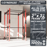 Synergee 2300 Series Power Cage with Smith Machine – Heavy-Duty Home Gym Rack with Multi-Grip Pull-Up Bars & Safety J-Cups